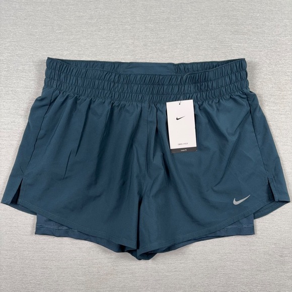 Nike Pants - Nike Dri-FIT High-Waisted 3" 2-in-1 Shorts Womens Size L Armory Navy Poly NEW